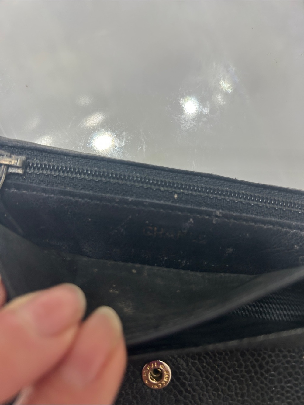 CHANEL Black Quilted Caviar Leather Wallet with Gold Zip Pull comes with COA - Picture 5 of 8